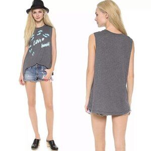 Wildfox Life is a Beach Muscle Tee Tank Grey Small T-Shirt Made‎ in USA Bohemian